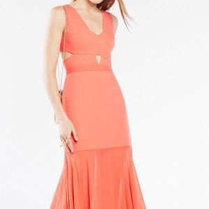 STUNNING BCBG Coral Cut Out Evening Prom Dress / Gown